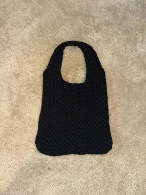 Black Knit Tote Bag - Timeless Everyday Carry - Great for Summer/Beach